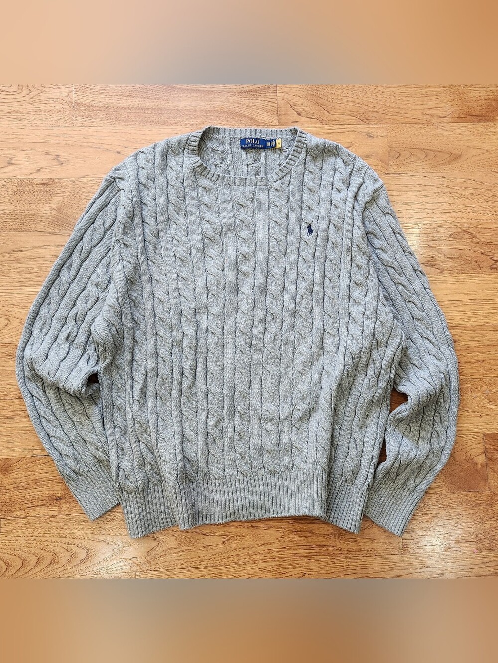 Polo by Ralph Lauren Men's Gray Cable-Knit Crewneck Sweater, 3XB